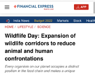 Expansion of wildlife corridors to reduce animal and human confrontations