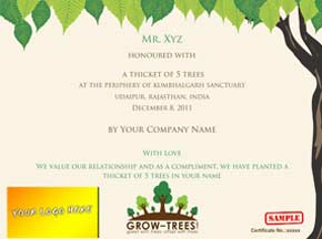 Grow-Trees.com Sample of Corporate Gift Certificate